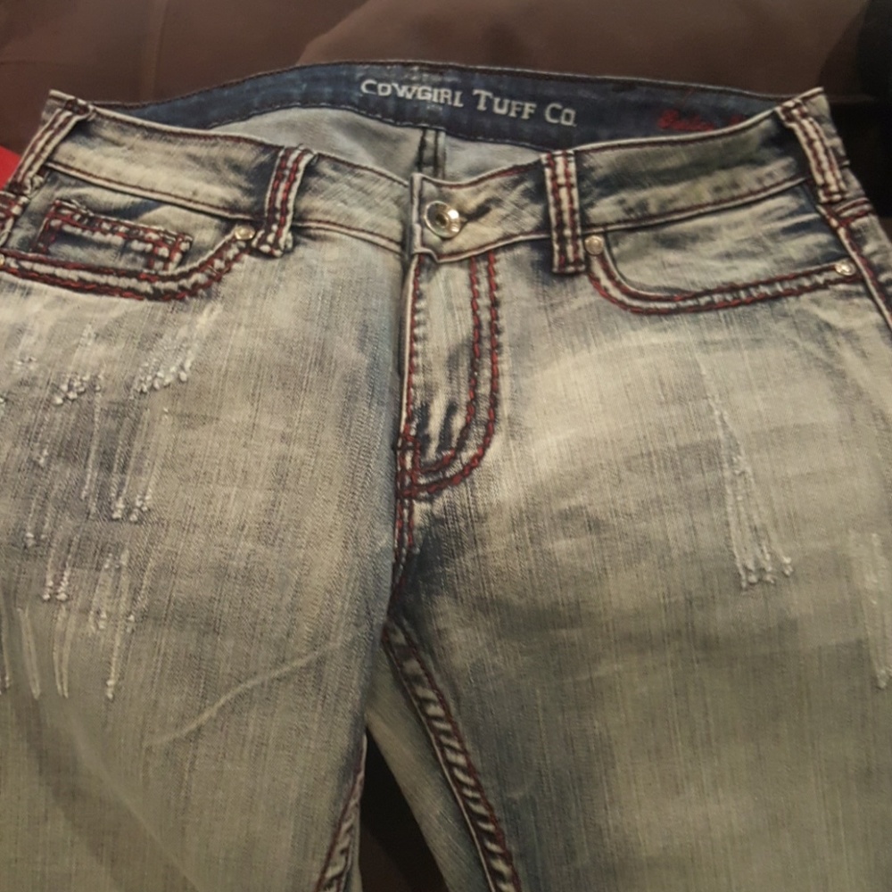 Cowgirl Tuff Paisley Red Jeans.